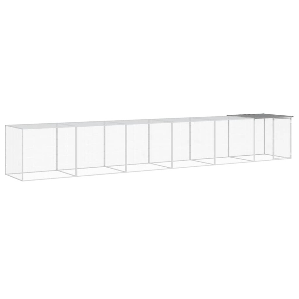 Vidaxl ( 603 X 98 X 90 Cm) Chicken Cage With Roof Farm Chicken Run Coop Hen House Galvanised Steel Light/Grey