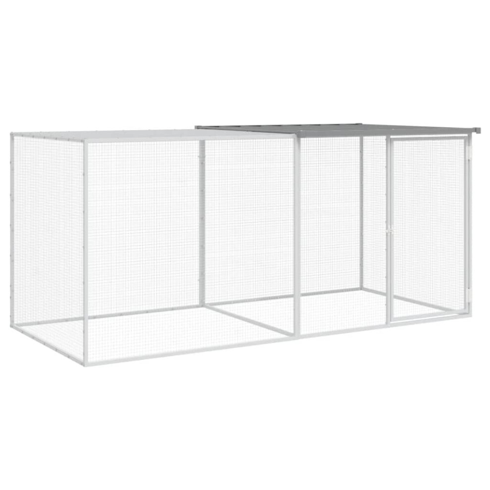 Vidaxl (Light Grey, 203 X 98 X 90 Cm) Chicken Cage With Roof Farm Chicken Run Coop Hen House Galvanised Steel