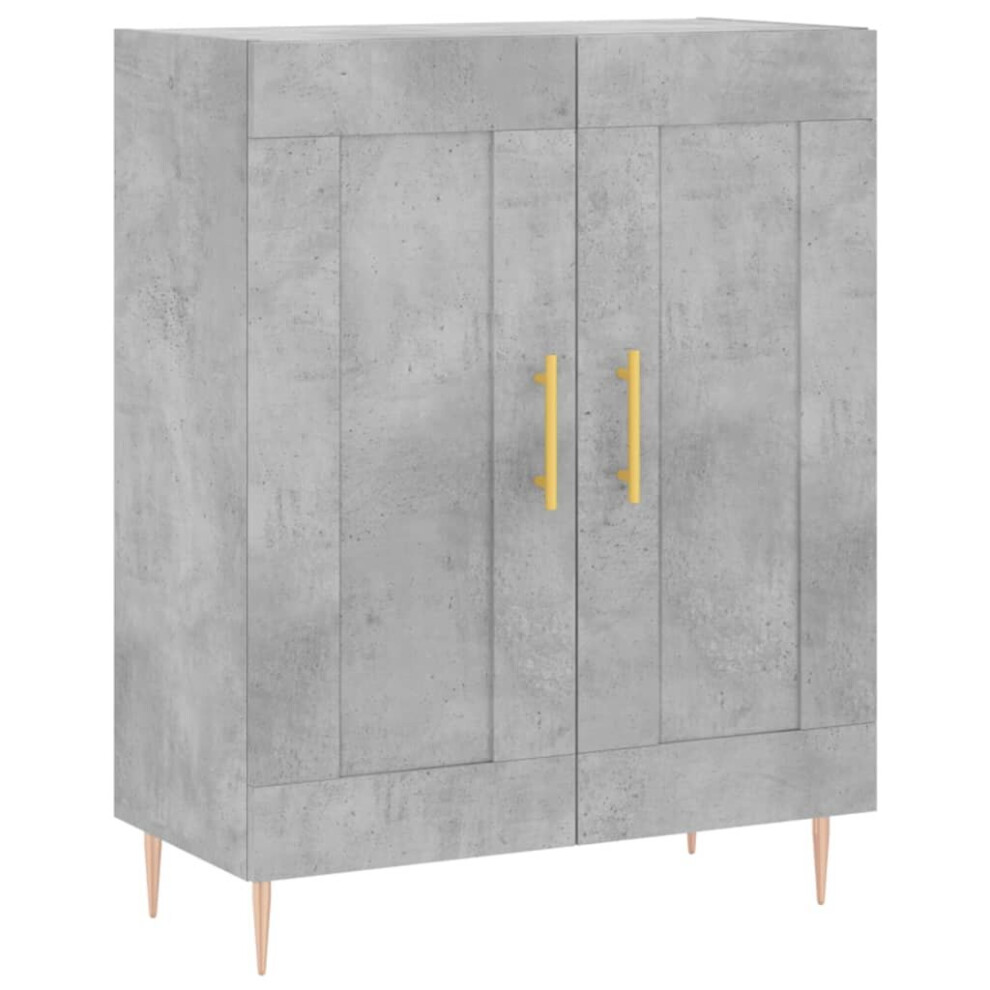 Vidaxl (Concrete Grey) Sideboard Storage Cabinet Cupboard High Gloss White Engineered Wood