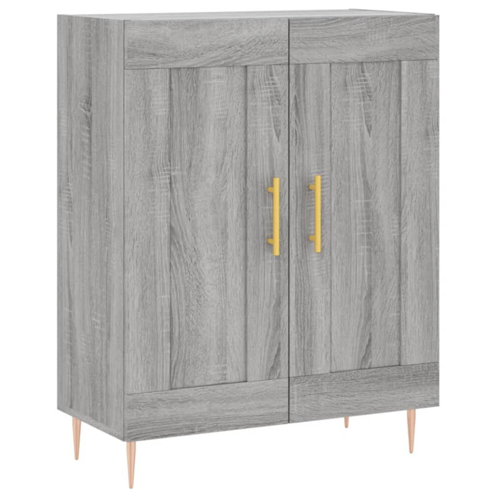 Vidaxl (Grey Sonoma) Sideboard Storage Cabinet Cupboard High Gloss White Engineered Wood