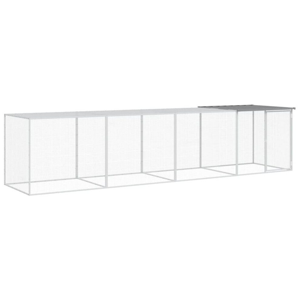 Vidaxl Light/Grey ( 403 X 98 X 90 Cm) Chicken Cage With Roof Farm Chicken Run Coop Hen House Galvanised Steel Small