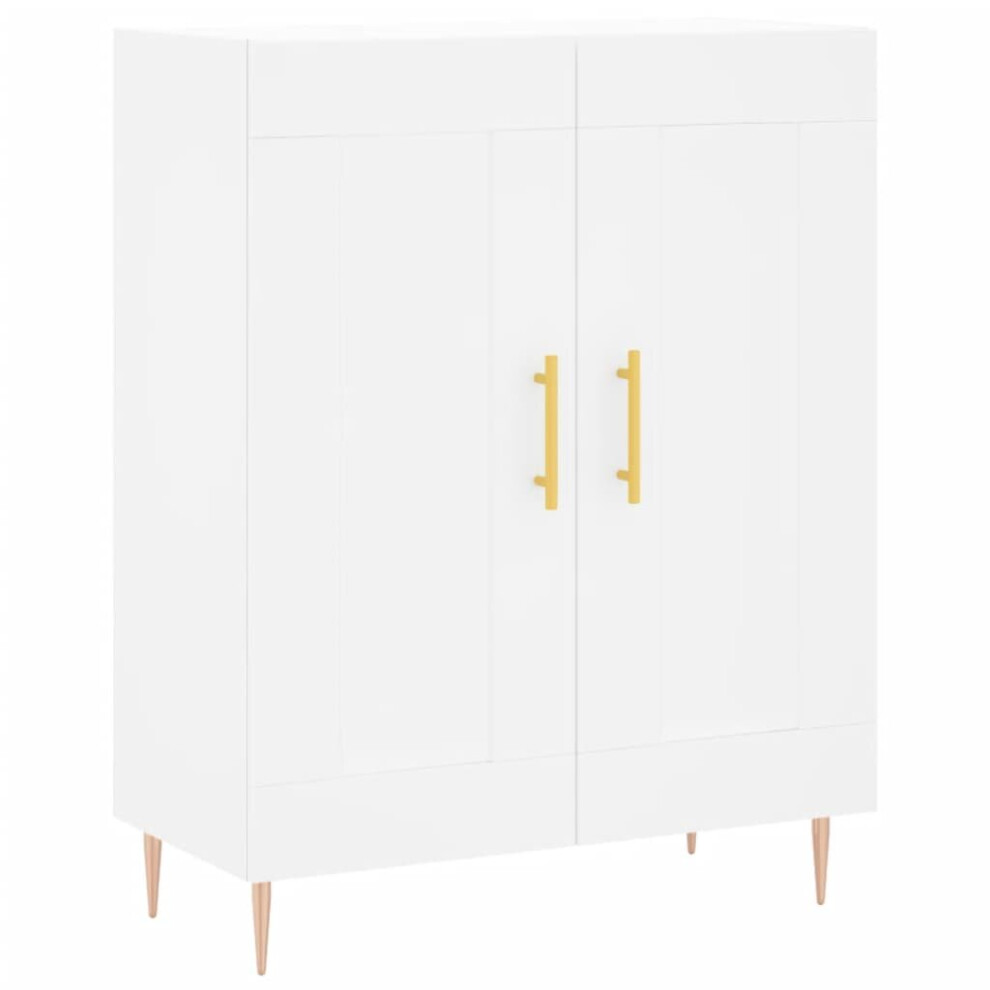 (white) vidaXL Sideboard Storage Cabinet Cupboard High Gloss White Engineered Wood