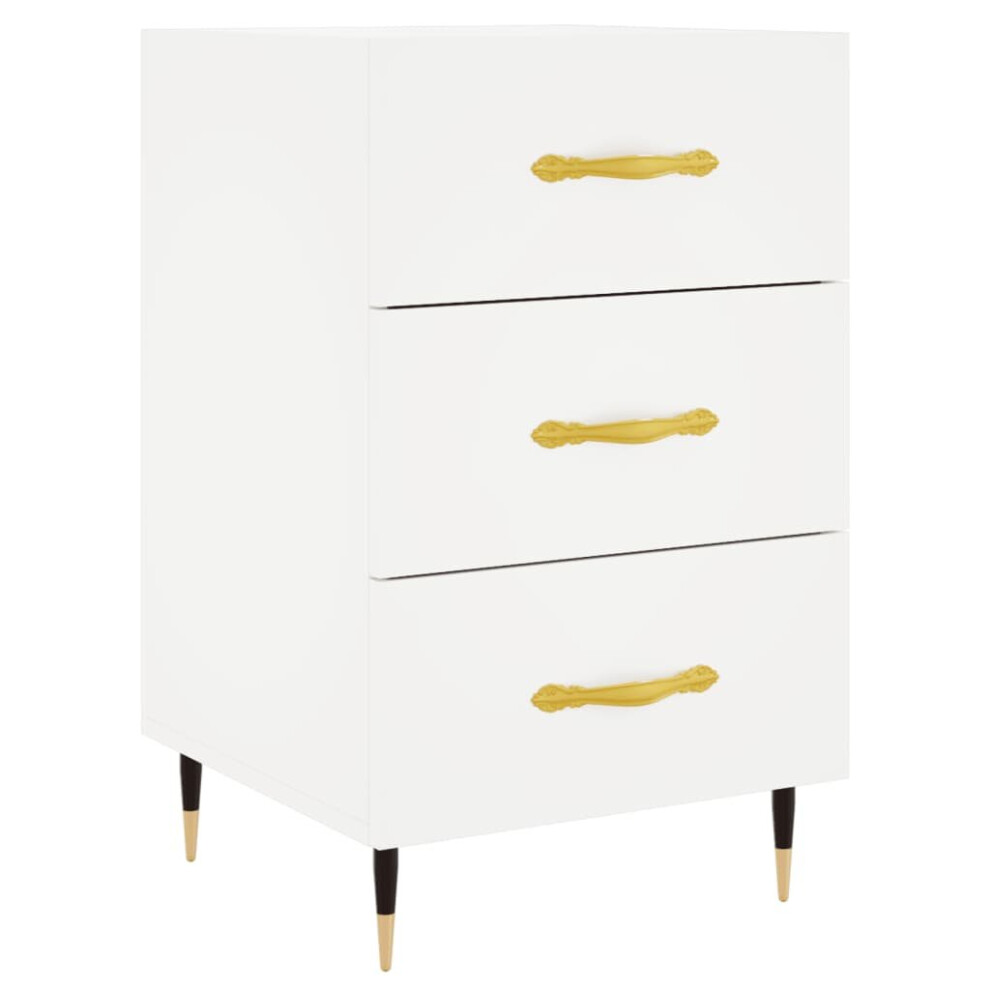 Vidaxl (White) Bedside Cabinets Side Table Bedstand Nightstand 2 Pcs Engineered Wood