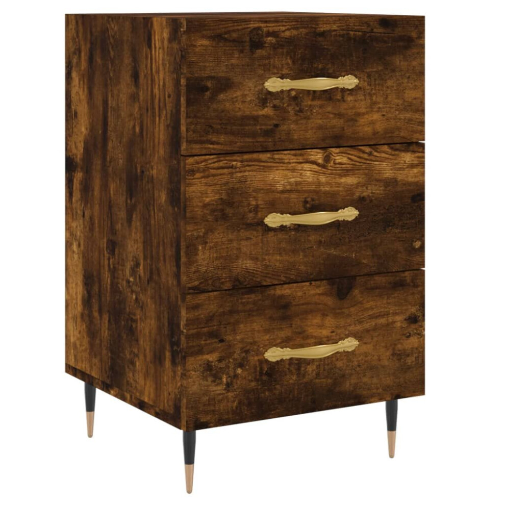 Vidaxl (Smoked Oak) Bedside Cabinets Side Table Bedstand Nightstand 2 Pcs Engineered Wood White