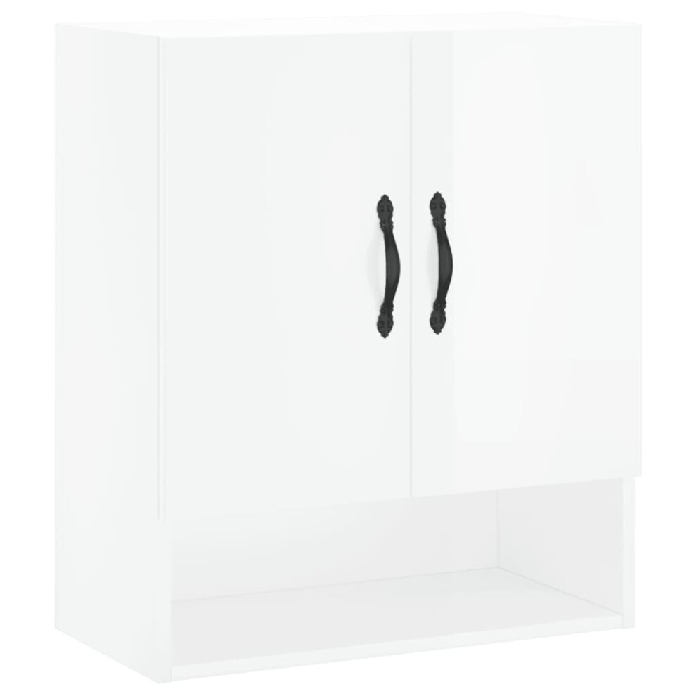 (high gloss white) vidaXL Wall Cabinet Wall Storage Display Cabinet Concrete Grey Engineered Wood