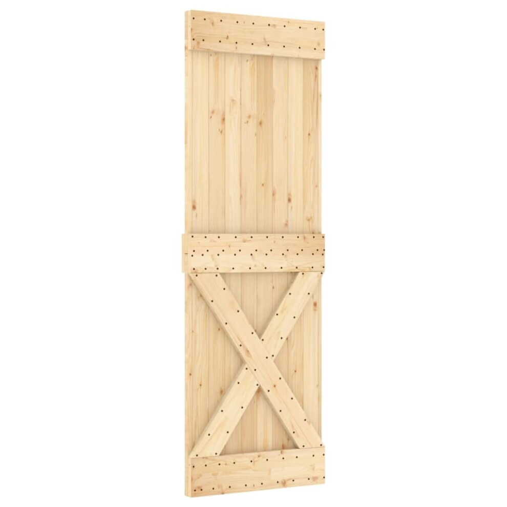 (70 x 210 cm) vidaXL Solid Pine Wood Door Porch Wooden Sliding Entrance Door Home Front Door
