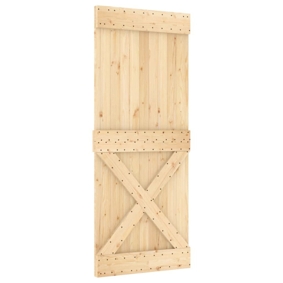 (85 x 210 cm) vidaXL Solid Pine Wood Door Porch Wooden Sliding Entrance Door Home Front Door