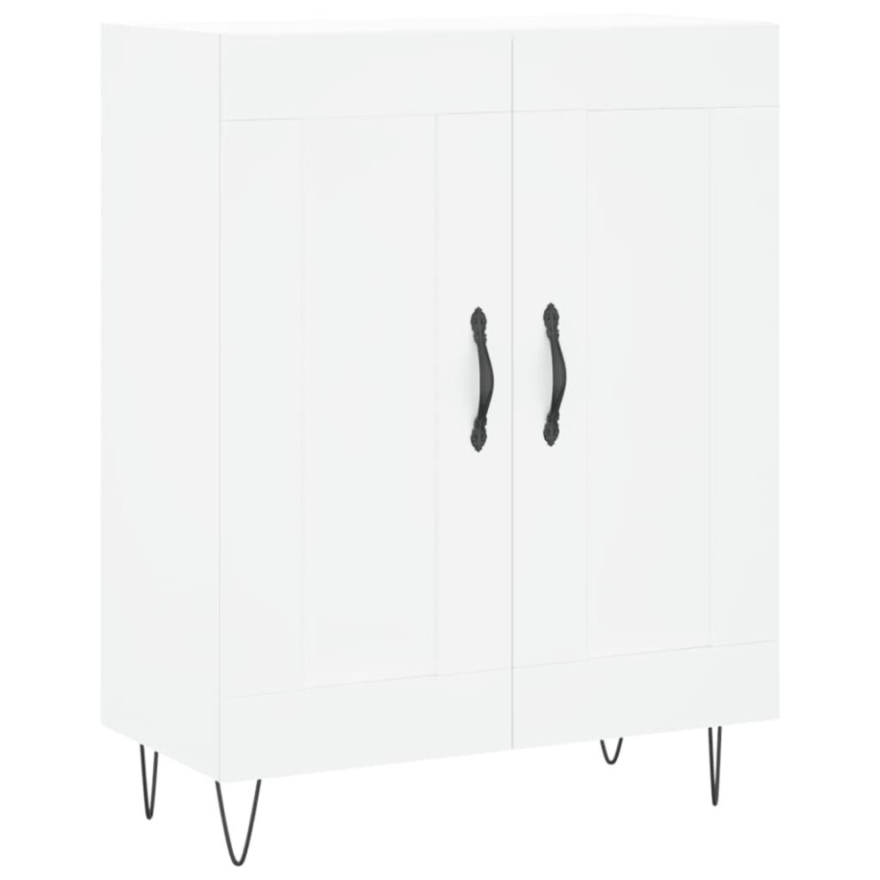 vidaXL Sideboard - 2 Door - White - Wood - 90 x 69.5 x 34cm - Image 3
