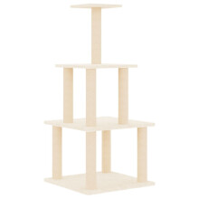 vidaXL Kratzbaum mit Sisal-Kratzsäulen Creme 111 cm