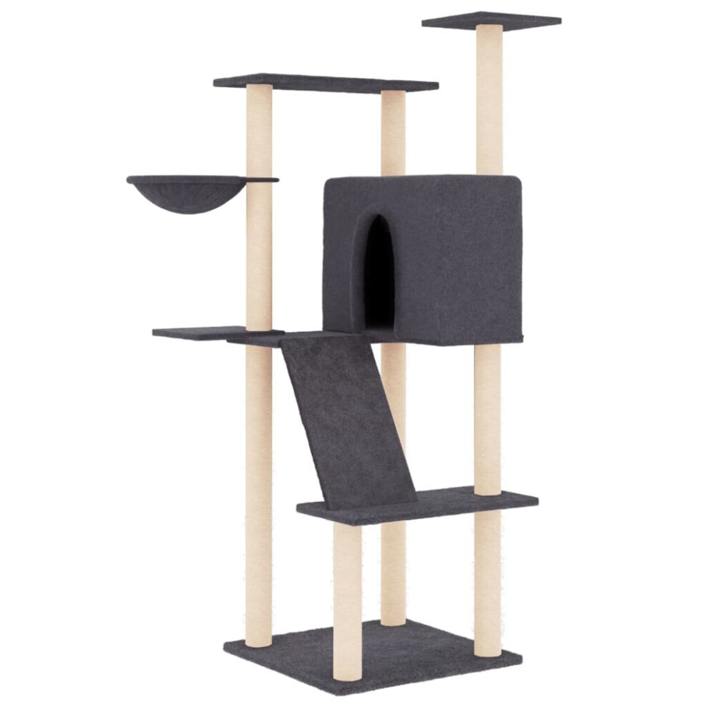 (dark grey) vidaXL Cat Tree with Sisal Scratching Posts Cat Scratch Tower Climber Dark Grey