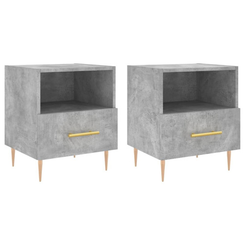 VidaXL (concrete grey, 2 pcs) vidaXL Bedside Cabinet Bed Table Nightstand Side Table White Engineered Wood 1