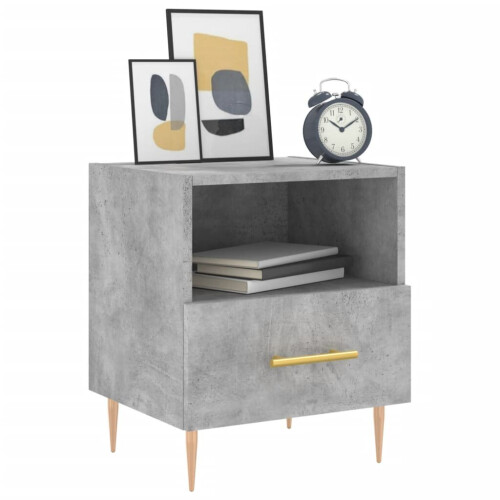 VidaXL (concrete grey, 2 pcs) vidaXL Bedside Cabinet Bed Table Nightstand Side Table White Engineered Wood 2