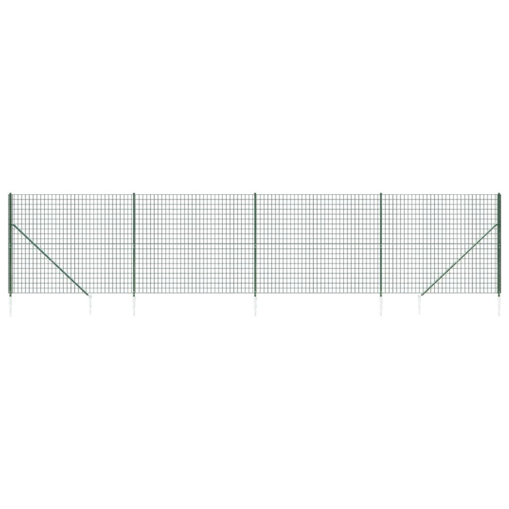 (green, 1.8 x 10 m) vidaXL Wire Mesh Fence with Spike Anchors Chain Link Fence Panel Green 1x25 m