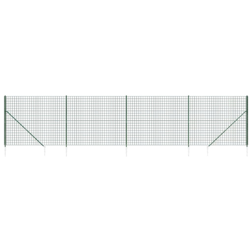 (green, 1.6 x 10 m) vidaXL Wire Mesh Fence with Spike Anchors Chain Link Fence Panel Green 1x25 m