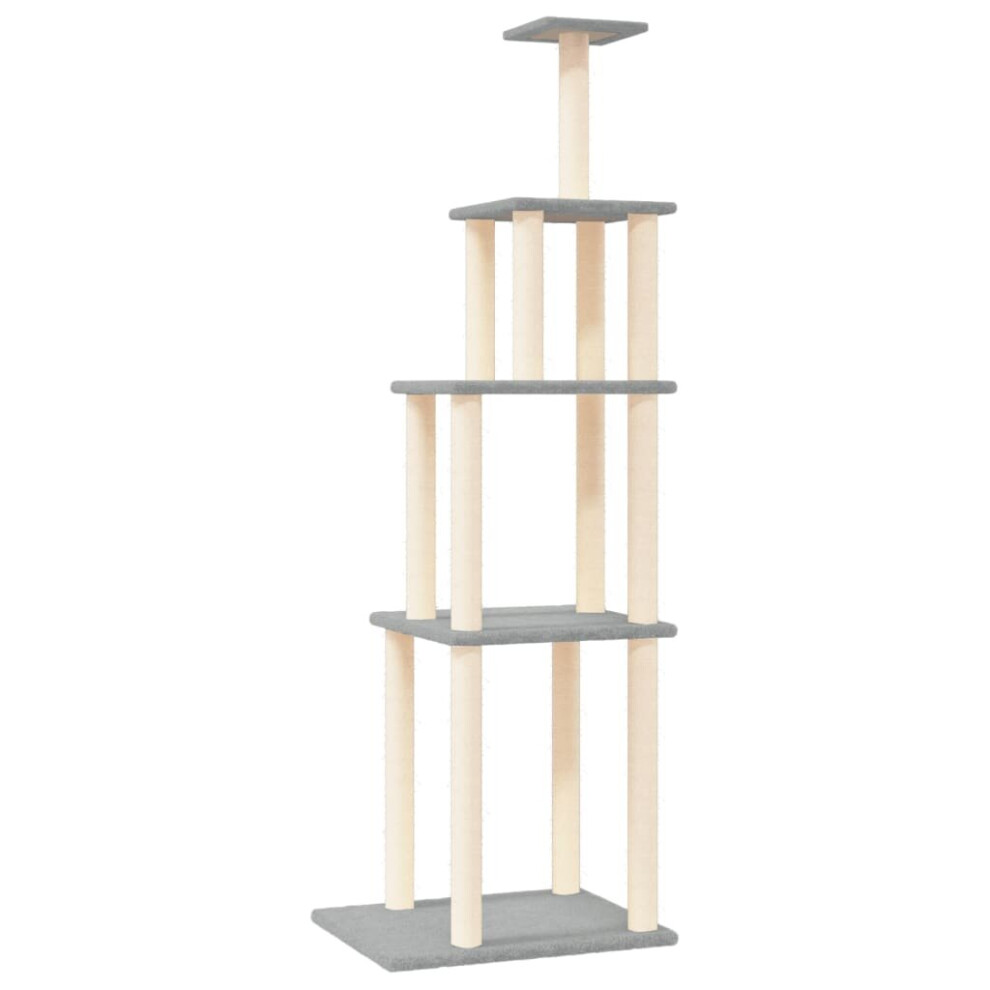 (light grey) vidaXL Cat Tree with Sisal Scratching Posts Cat Scratch Tower Climber Dark Grey