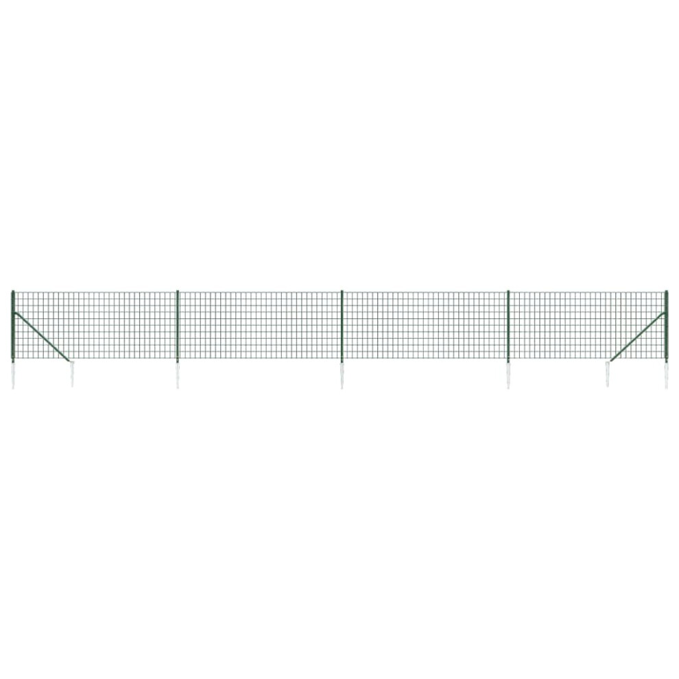 (green, 1 x 10 m) vidaXL Wire Mesh Fence Outdoor Garden Wire Fencing Mesh with Spike Anchors