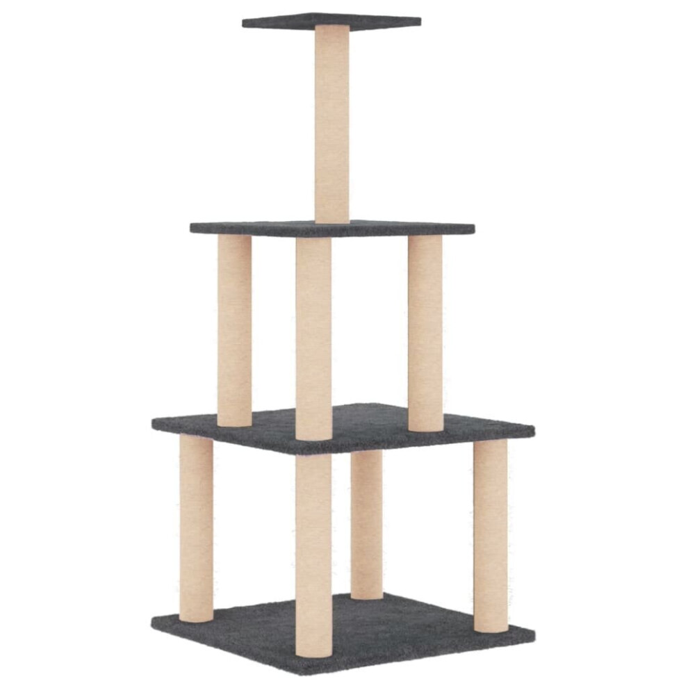 (dark grey) vidaXL Cat Tree with Sisal Scratching Posts Cat Scratch Tower Climber Dark Grey