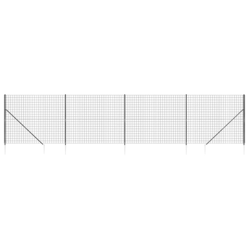 (anthracite, 1.4 x 10 m) vidaXL Wire Mesh Fence with Spike Anchors Chain Link Fence Panel Green 1x25 m