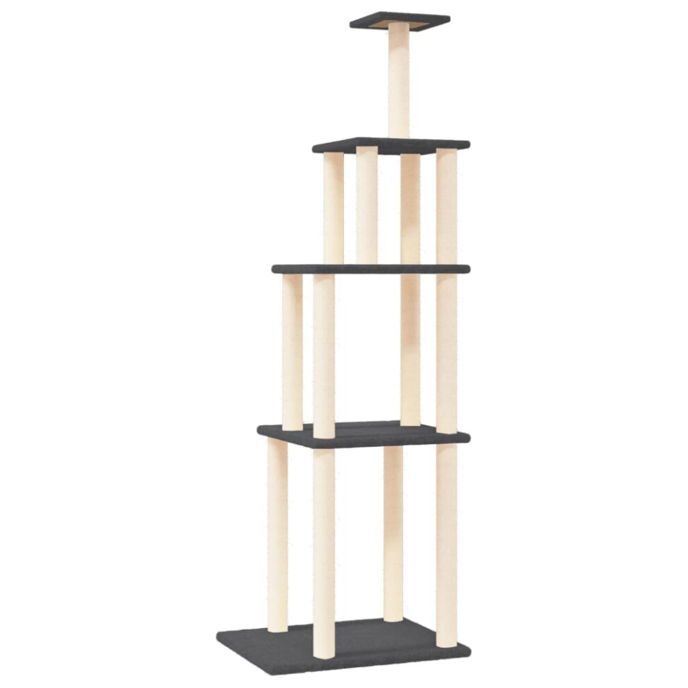 (dark grey) vidaXL Cat Tree with Sisal Scratching Posts Cat Scratch Tower Climber Dark Grey