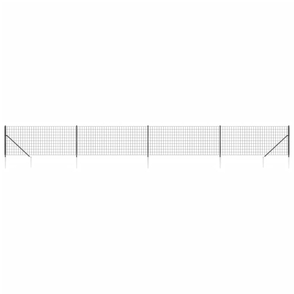 Vidaxl (Anthracite, 0.8 X 10 M) Wire Mesh Fence Outdoor Garden Wire Fencing Mesh With Spike Anchors
