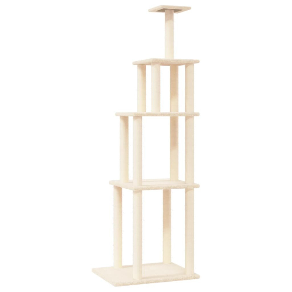 (cream) vidaXL Cat Tree with Sisal Scratching Posts Cat Scratch Tower Climber Dark Grey