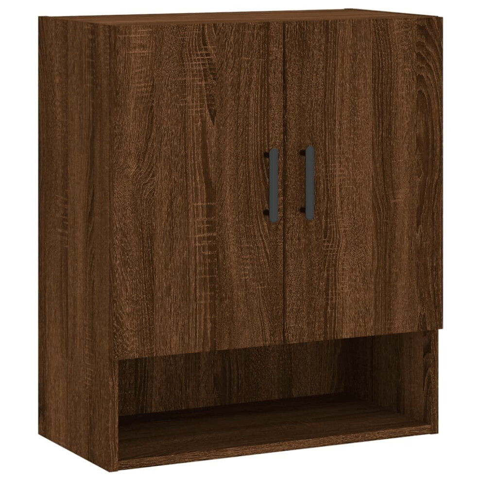 (brown oak) vidaXL Wall Cabinet Wall Display Cabinet High Gloss White Engineered Wood