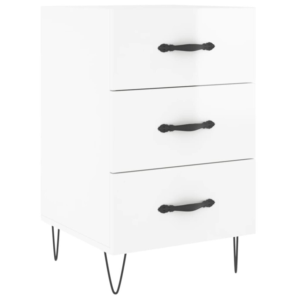 (high gloss white) vidaXL Bedside Cabinet Bedside Table Nightstand Grey Sonoma Engineered Wood