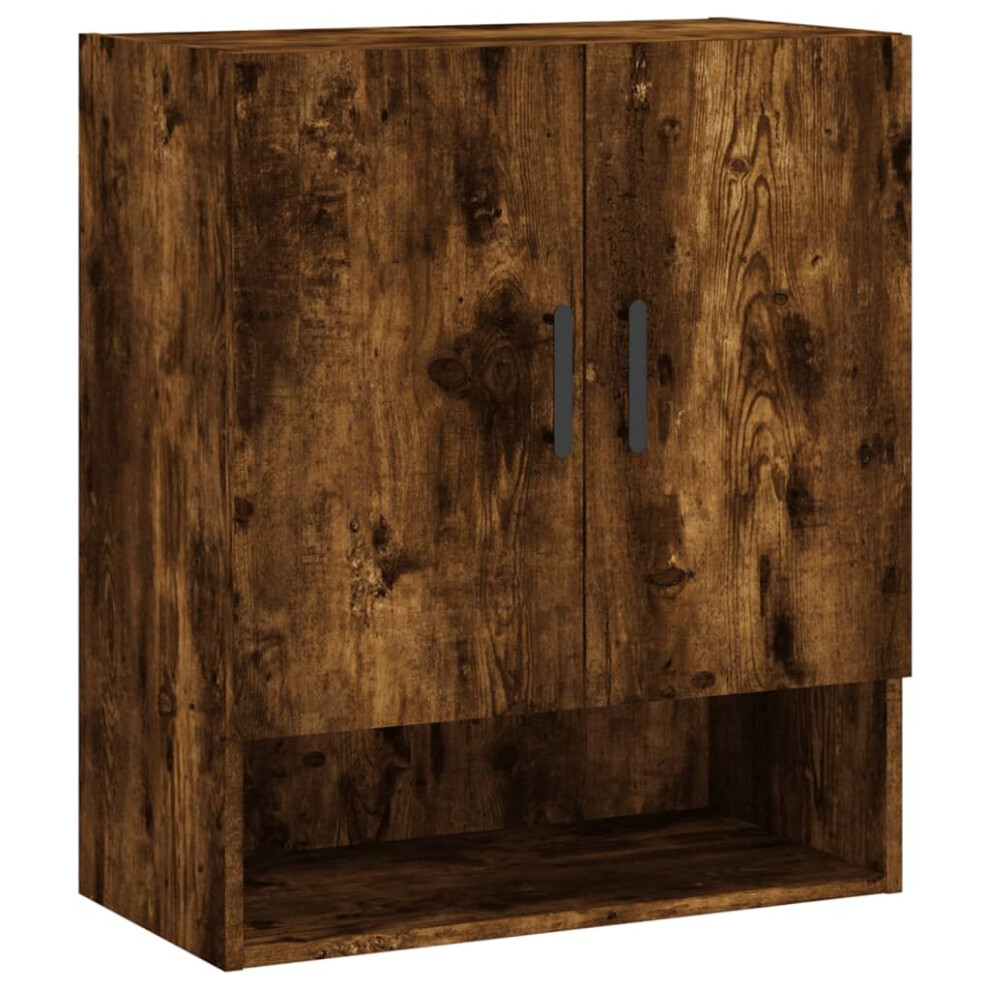 Vidaxl (Smoked Oak) Wall Cabinet Wall Display Cabinet High Gloss Engineered Wood White