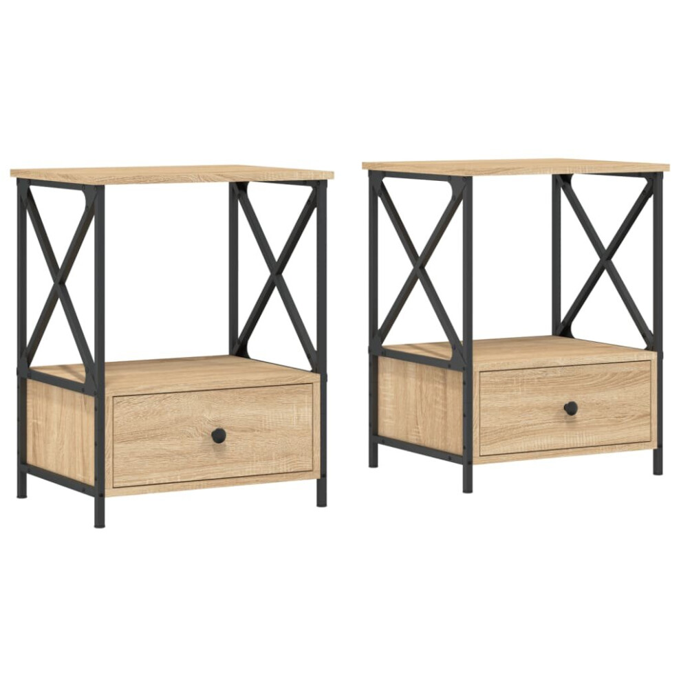 (sonoma oak, 2 pcs) vidaXL Bedside Tables Bedside Cabinet Nightstand Side Table Engineered Wood