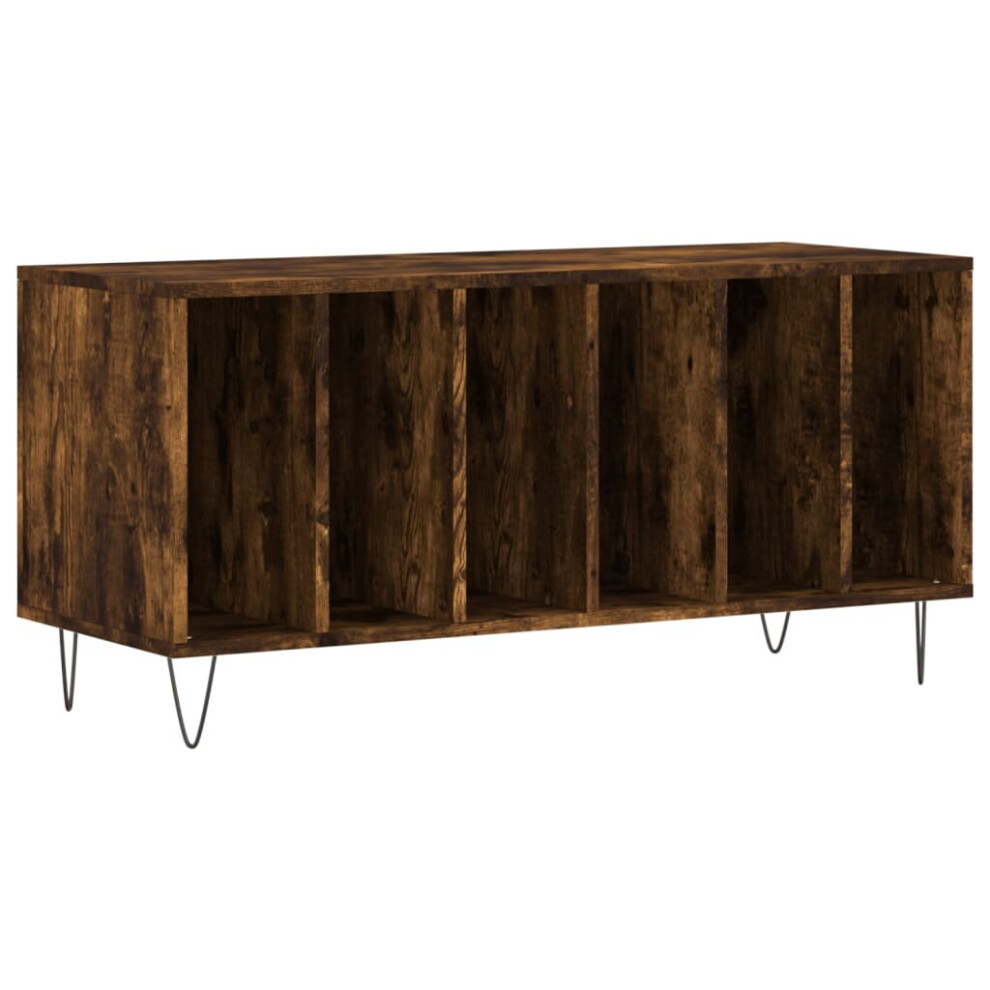 Vidaxl (Smoked Oak) Record Cabinet Record Storage Cabinet Sideboard White Engineered Wood