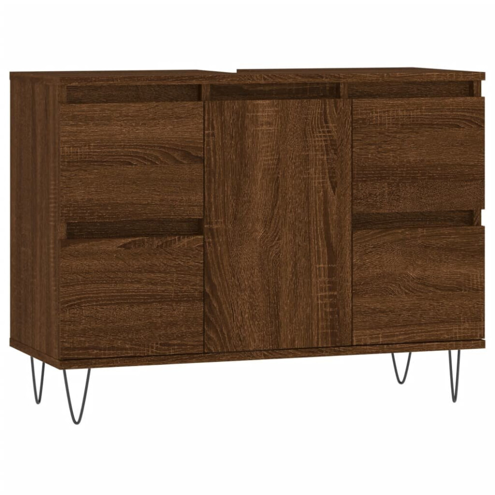 (brown oak) vidaXL Bathroom Cabinet Vanity Unit Highboard Cupboard White Engineered Wood