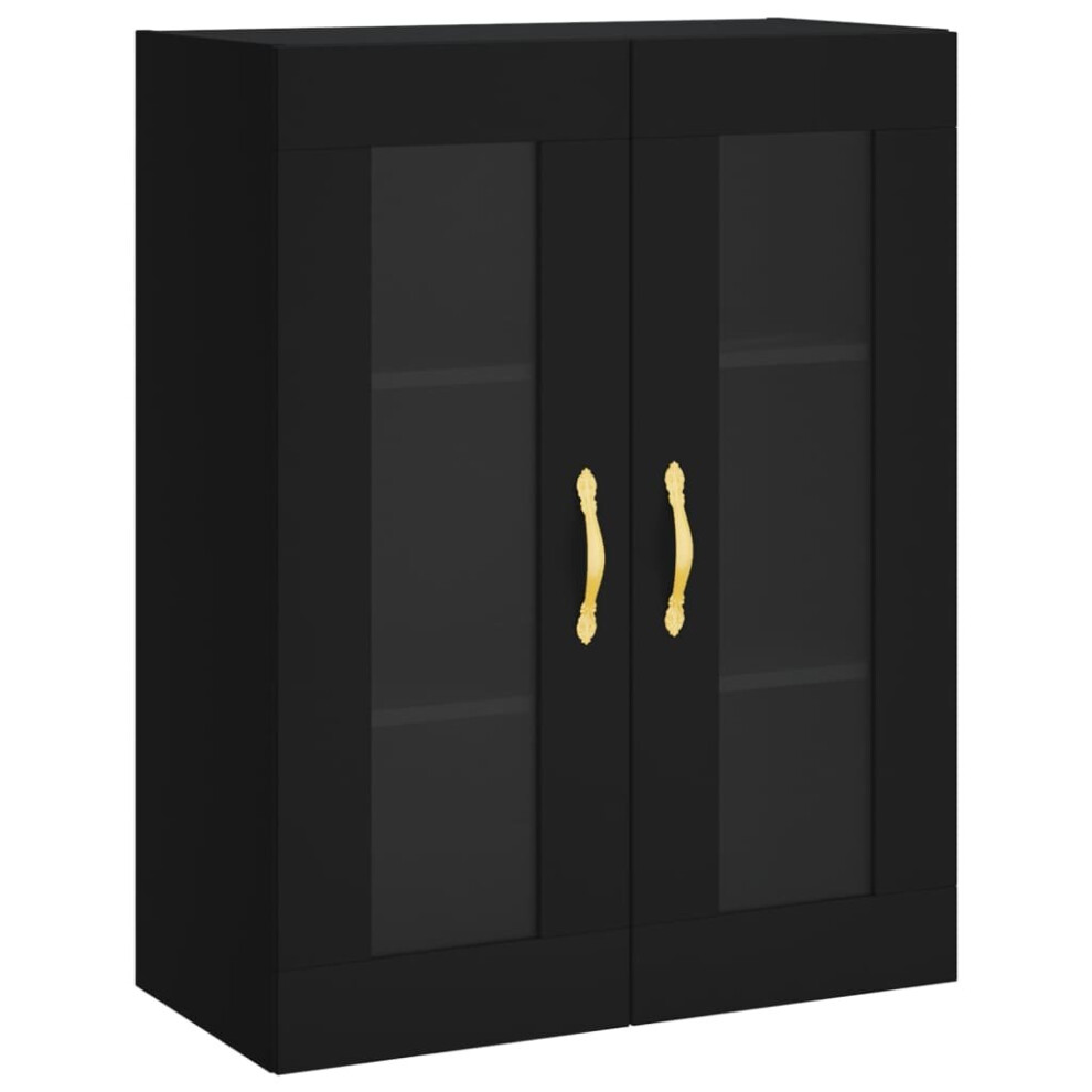 (black) vidaXL Wall Mounted Cabinet Cupboard Side Cabinet Sonoma Oak Engineered Wood