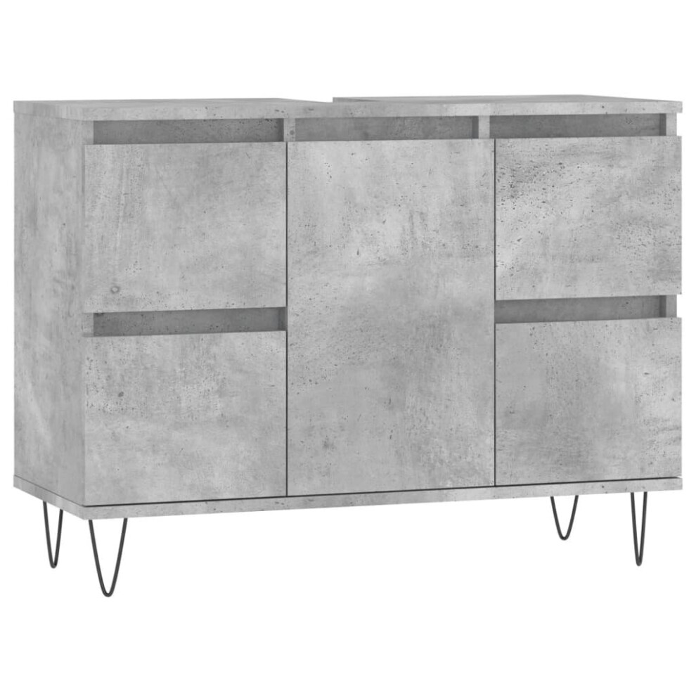 (concrete grey) vidaXL Bathroom Cabinet Vanity Unit Highboard Cupboard White Engineered Wood