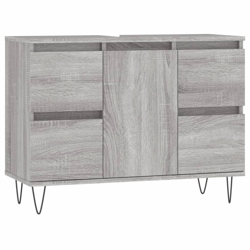 (grey sonoma) vidaXL Bathroom Cabinet Vanity Unit Highboard Cupboard White Engineered Wood