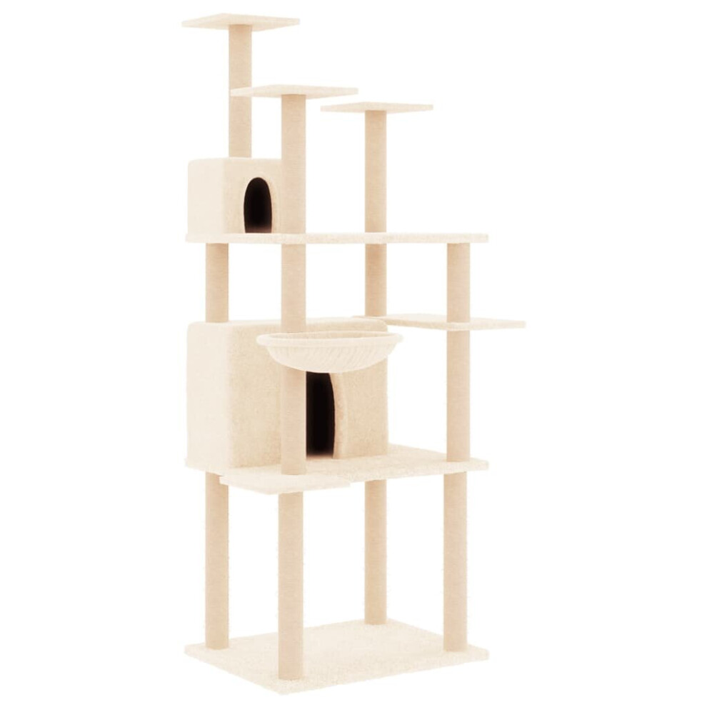 (cream) vidaXL Cat Tree with Sisal Scratching Posts Cat Scratch Tower Climber Dark Grey