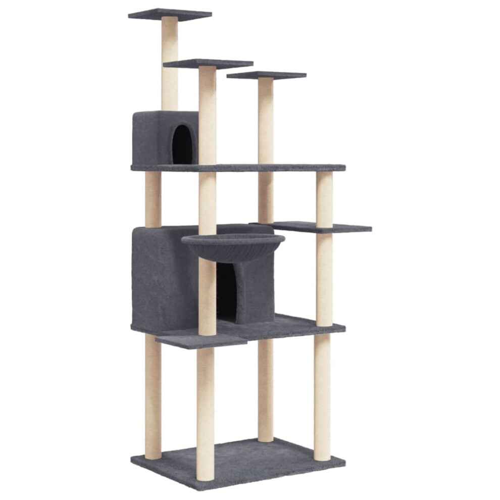 (dark grey) vidaXL Cat Tree with Sisal Scratching Posts Cat Scratch Tower Climber Dark Grey