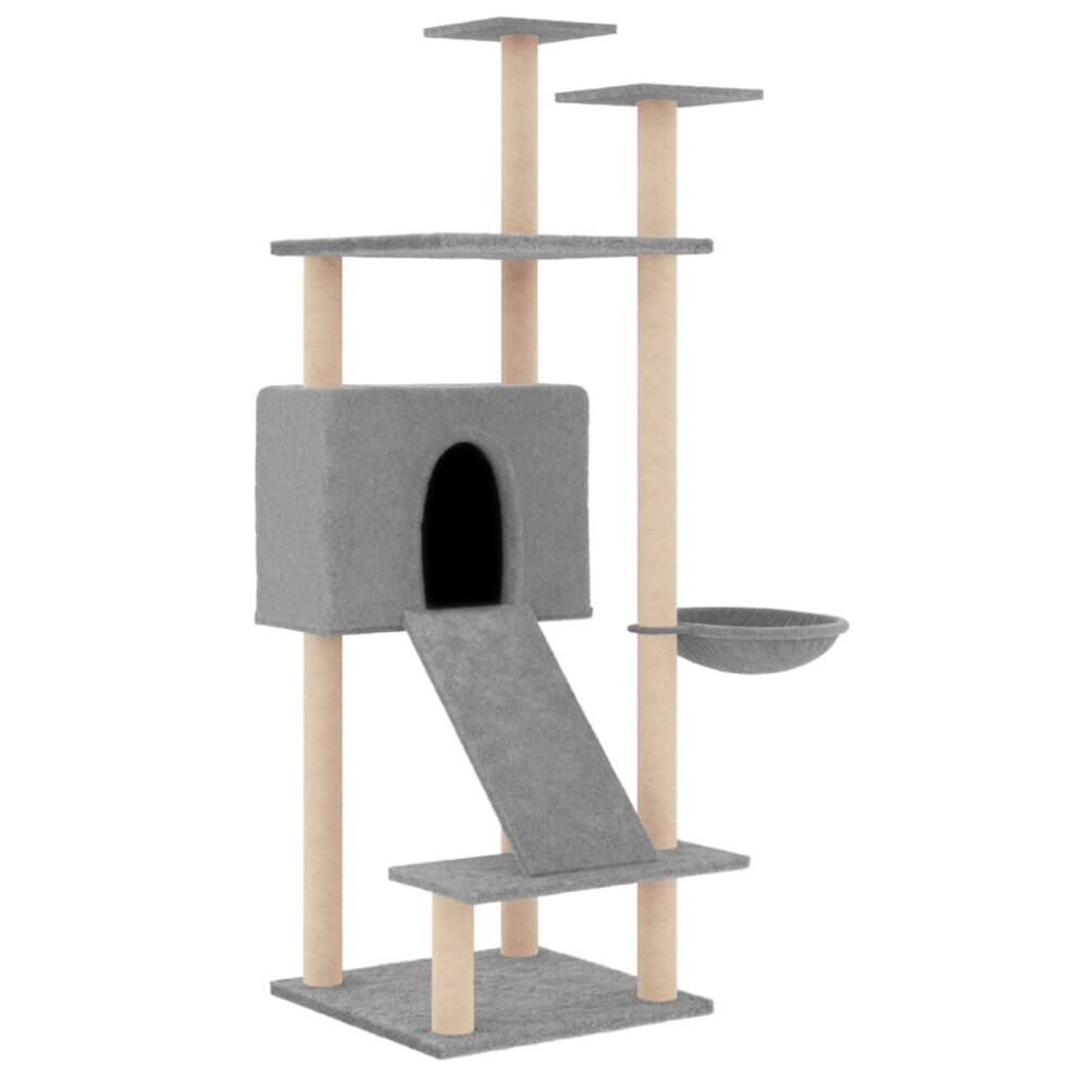 (light grey) vidaXL Cat Tree with Sisal Scratching Posts Cat Scratch Tower Climber Dark Grey