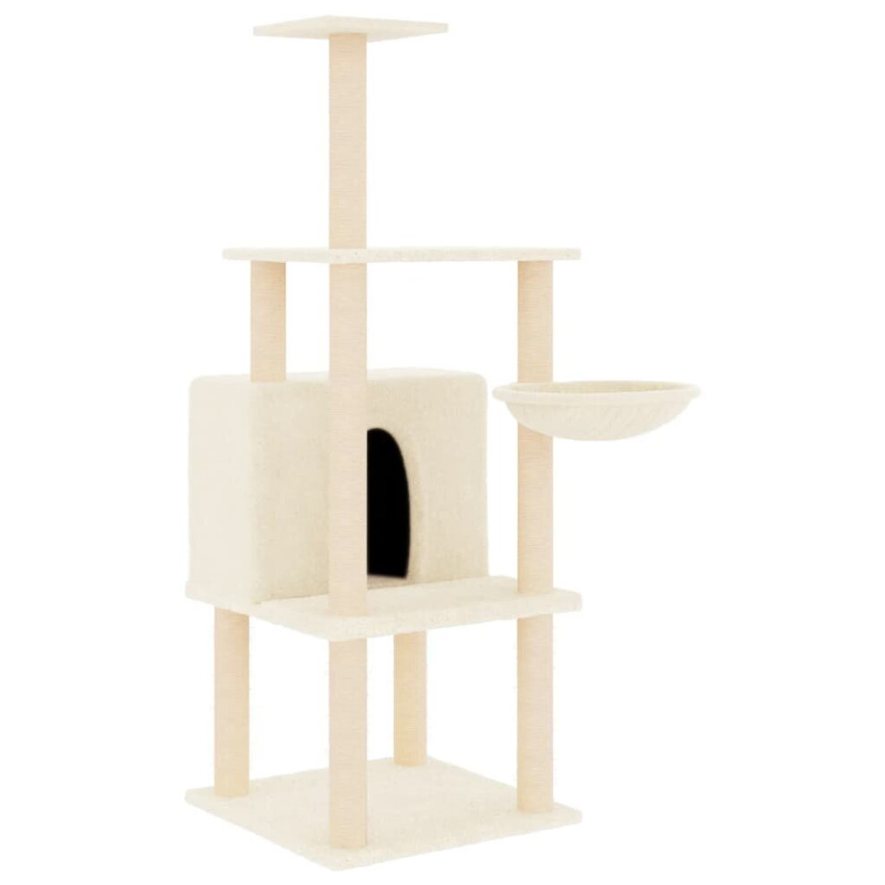 Vidaxl (Cream) Cat Tree With Sisal Scratching Posts Cat Scratch Tower Climber Dark Grey