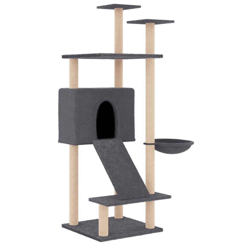 (dark grey) vidaXL Cat Tree with Sisal Scratching Posts Cat Scratch Tower Climber Dark Grey