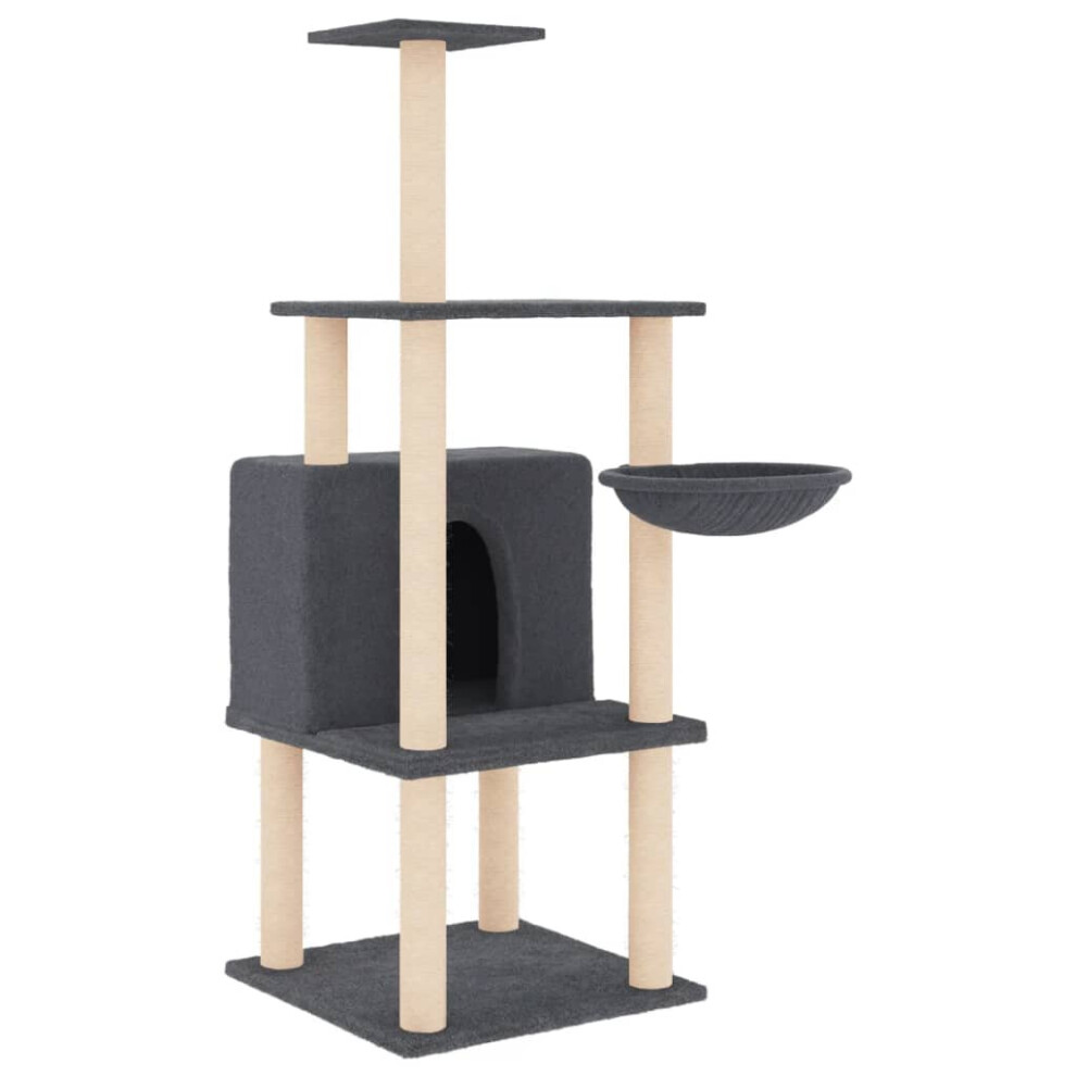 Vidaxl (Dark Grey) Cat Tree With Sisal Scratching Posts Cat Scratch Tower Climber Dark Grey
