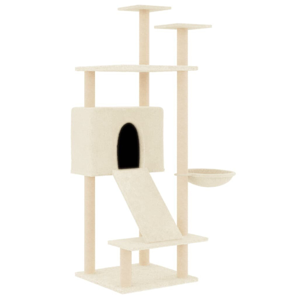 (cream) vidaXL Cat Tree with Sisal Scratching Posts Cat Scratch Tower Climber Dark Grey