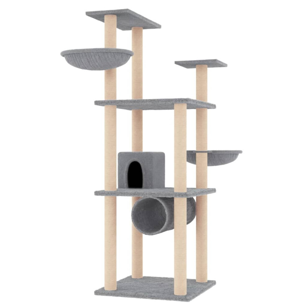 (light grey) vidaXL Cat Tree with Sisal Scratching Posts Cat Scratch Tower Climber Dark Grey