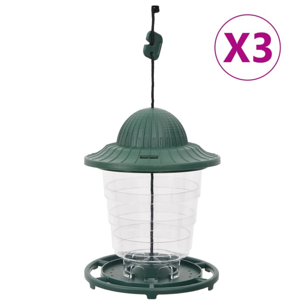 (13 x 13 x 17 cm) vidaXL Bird Feeders Bird Seed Feeder Bird Feeding Station 3 pcs Dark Green