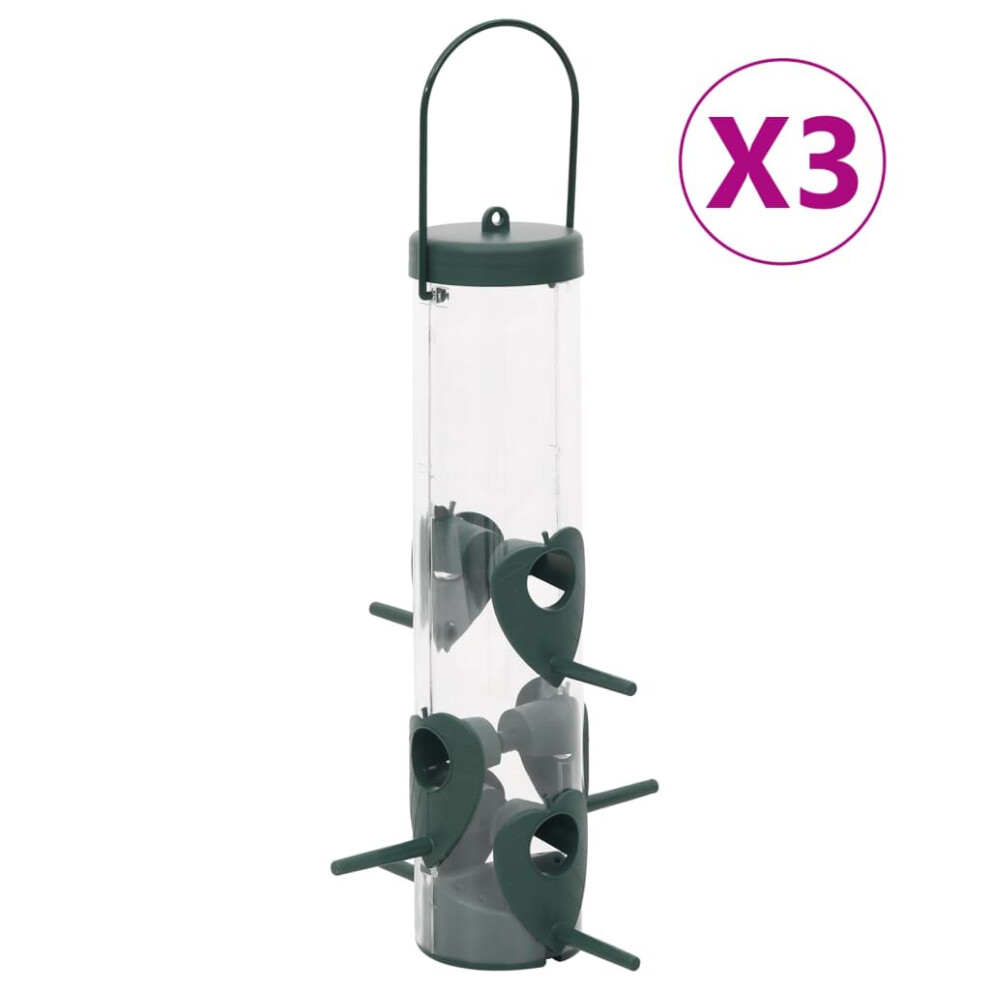 (17 x 17 x 32 cm) vidaXL Bird Feeders Bird Seed Feeder Bird Feeding Station 3 pcs Dark Green