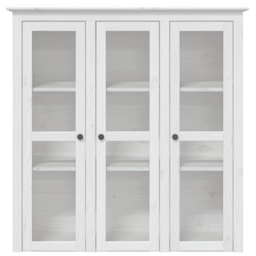 VidaXL (white) vidaXL Cabinet Sideboard with Glass Doors Storage Cabinet Solid Wood Pine 2