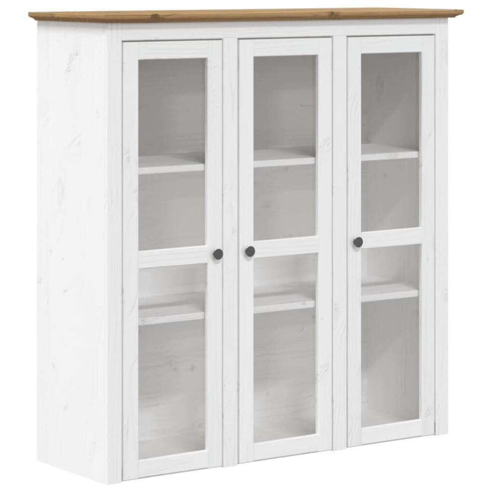 (brown) vidaXL Cabinet Highboard With Glass Doors Sideboard BODO White Solid Wood Pine