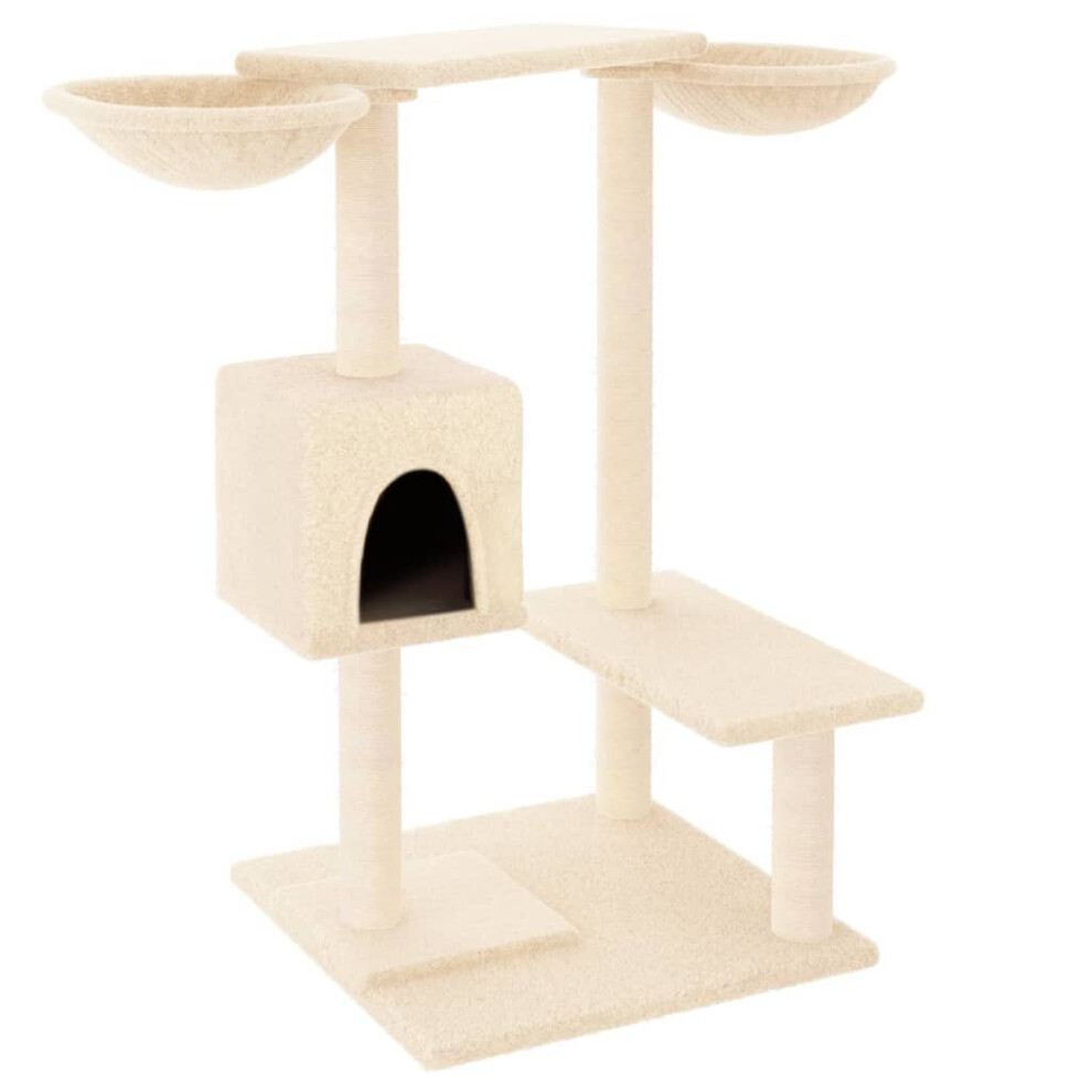 (cream) vidaXL Cat Tree with Scratching Posts Cat Scratch Tower Cat Climber Dark Grey