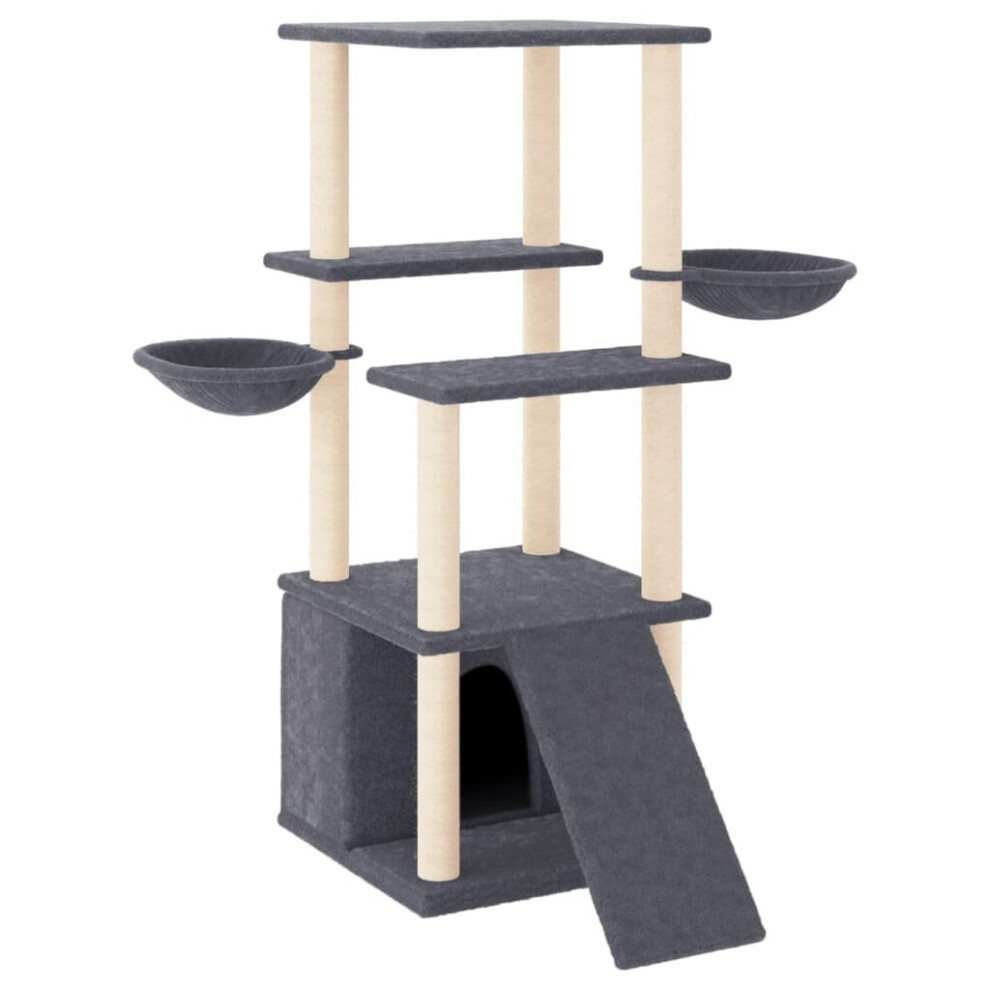 (dark grey) vidaXL Cat Tree with Sisal Scratching Posts Cat Scratch Tower Climber Dark Grey