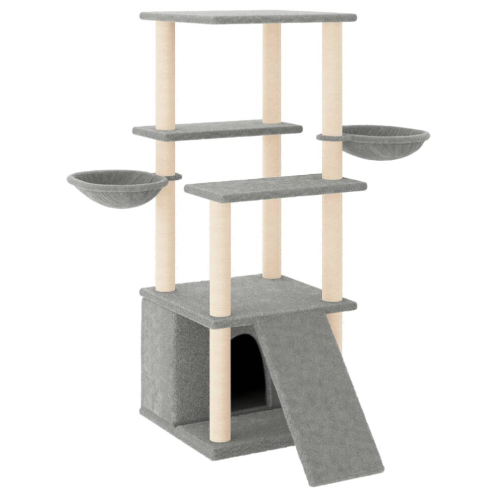 (light grey) vidaXL Cat Tree with Sisal Scratching Posts Cat Scratch Tower Climber Dark Grey