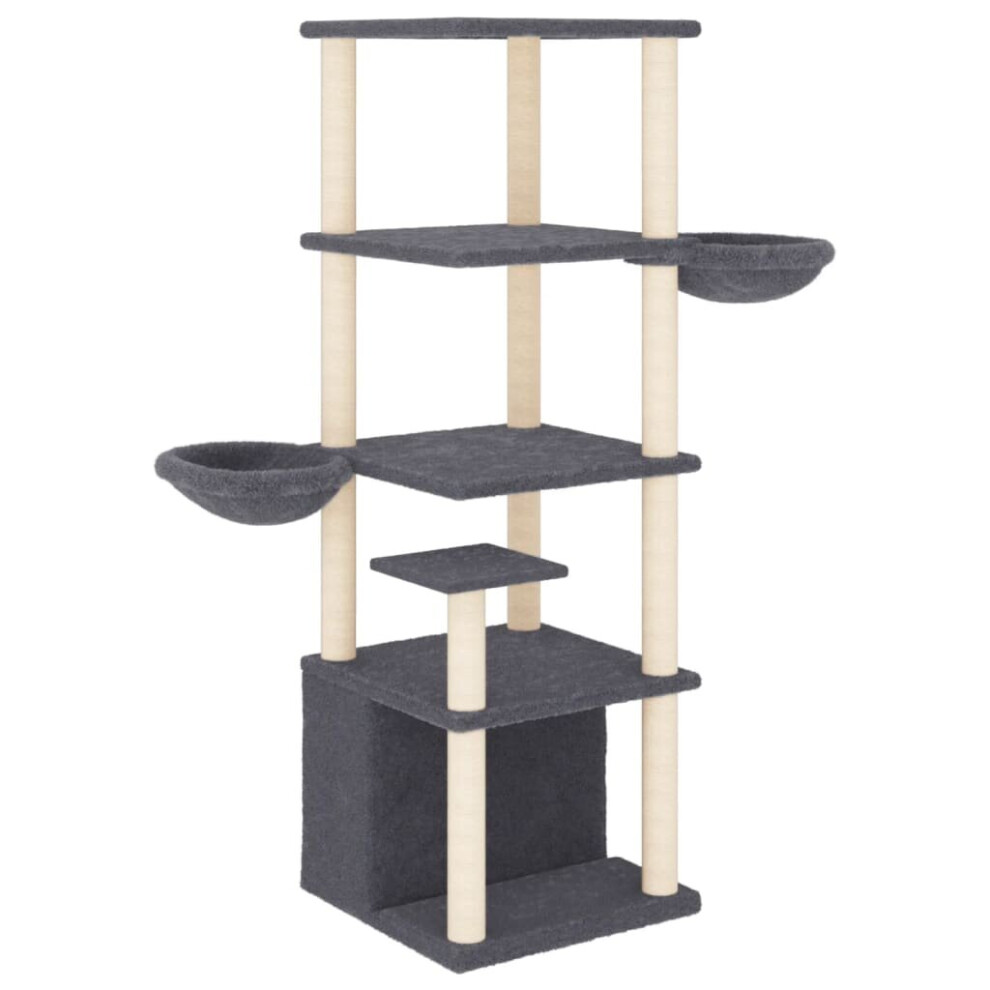 (dark grey) vidaXL Cat Tree with Sisal Scratching Posts Cat Scratch Tower Climber Dark Grey